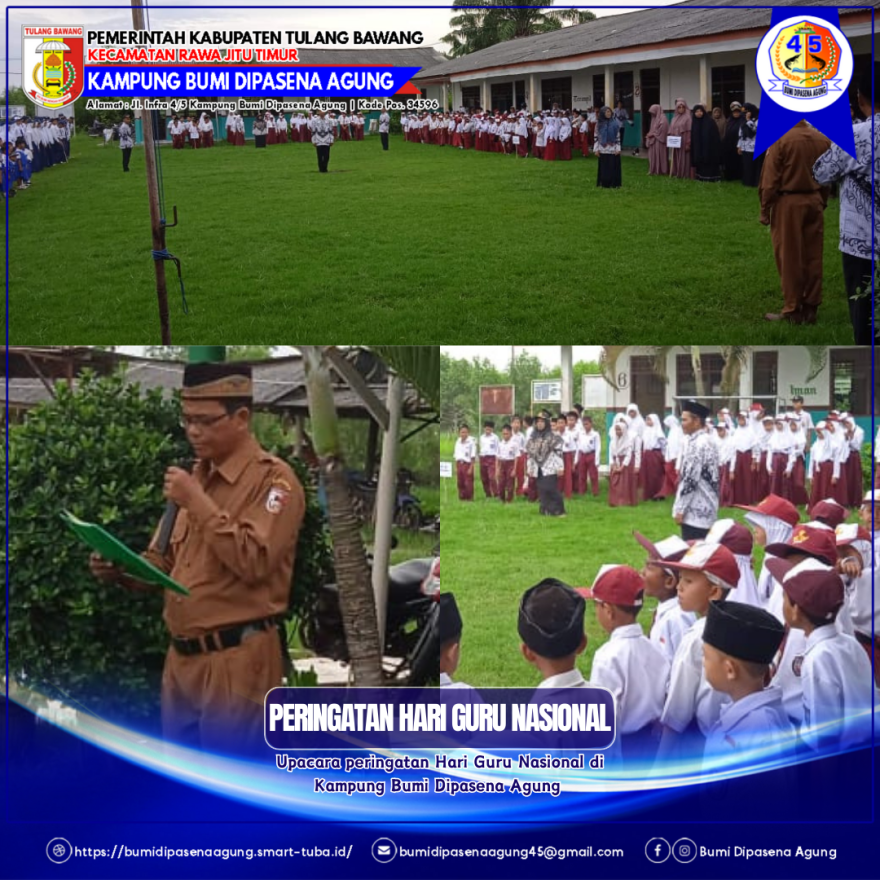 Upacara Hari Guru Nasional di MI Al Islamiah Kampung Bumi Dipasena Agung Berlangsung Khidmat