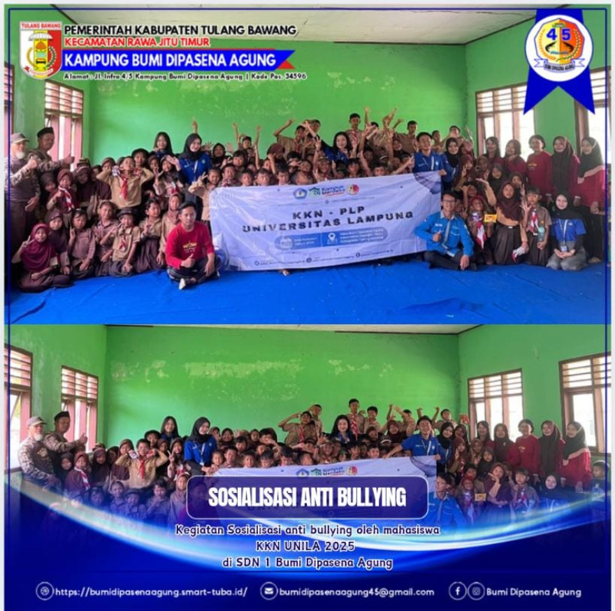 SOSIALISASI ANTI BULLYING DI SDN 1 BUMI DIPASENA AGUNG OLEH MAHASISWA KKN UNILA 2025